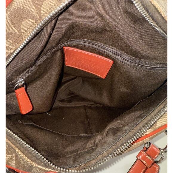 COACH-F18918-PEYTON-SATCHEL KHAKI/ORANGE - Picture 8 of 8